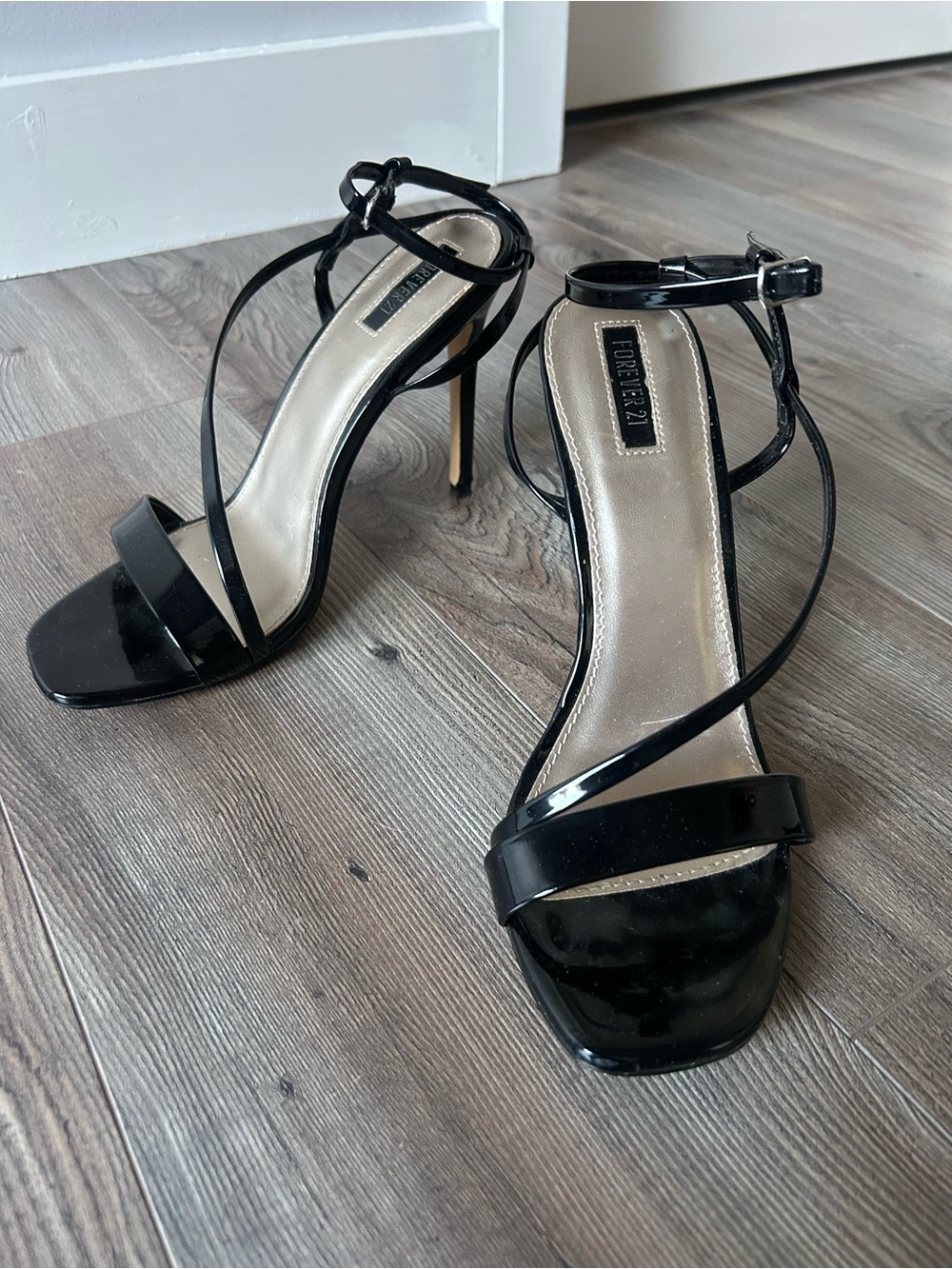 Forever 21 Black Strappy Stiletto Sandals